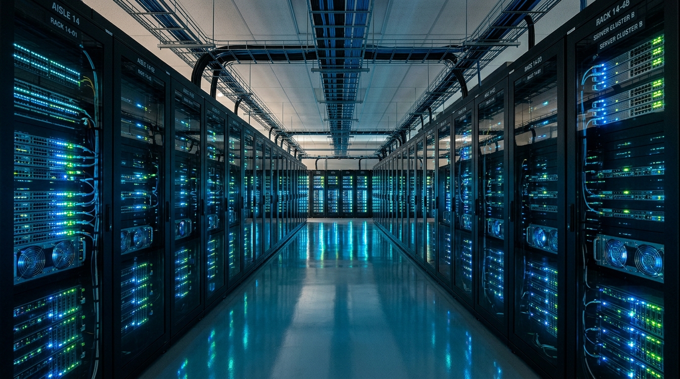High-density enterprise server racks in Tier-IV datacenter